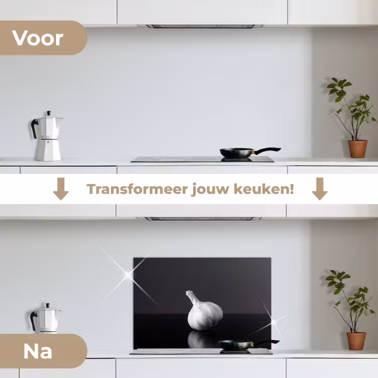 Spatscherm keuken - Knoflook - Zwart - Wit — 7