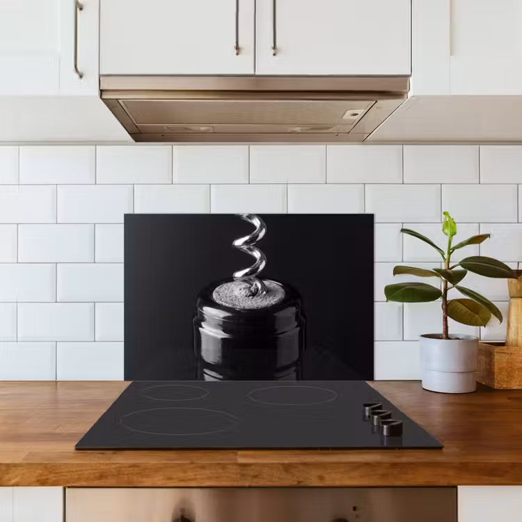 Spatscherm keuken - Kurkentrekker - Wijn - Zwart - Wit — 3