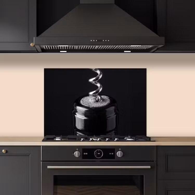 Spatscherm keuken - Kurkentrekker - Wijn - Zwart - Wit — 5