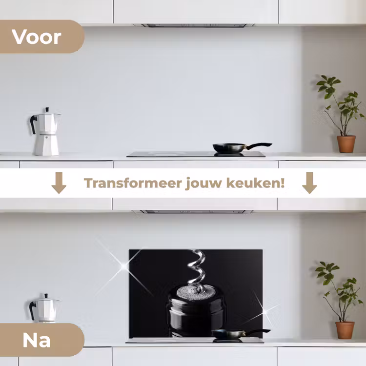 Spatscherm keuken - Kurkentrekker - Wijn - Zwart - Wit — 7