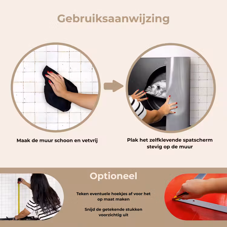Spatscherm keuken - Pan - Vis - Zwart - Wit — 6