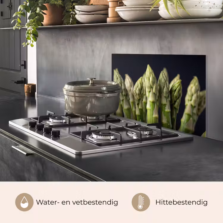 Spatscherm keuken - Asperges - Groen - Zwart — 2