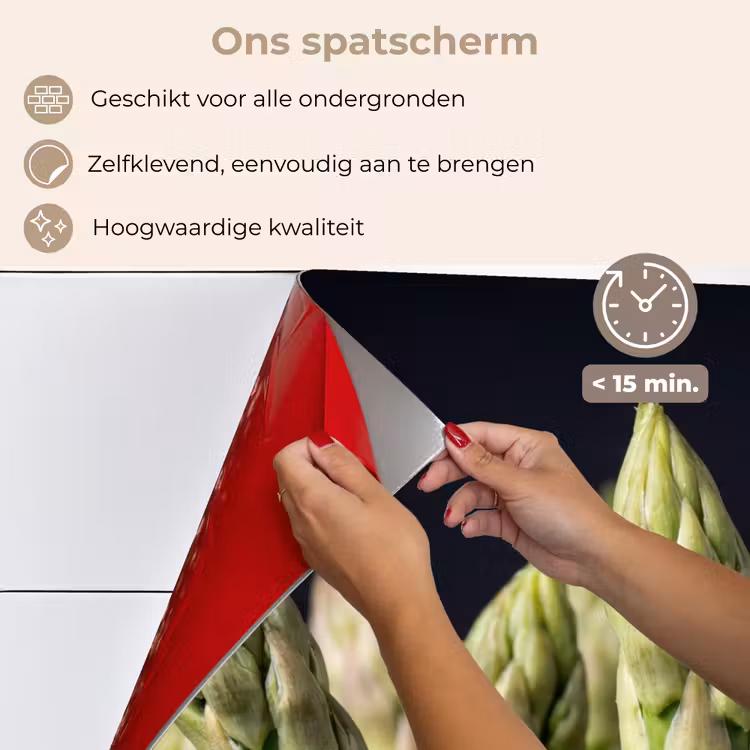 Spatscherm keuken - Asperges - Groen - Zwart — 4