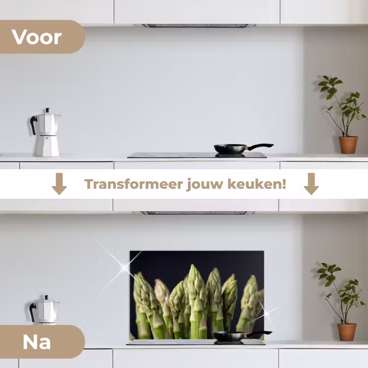 Spatscherm keuken - Asperges - Groen - Zwart — 7