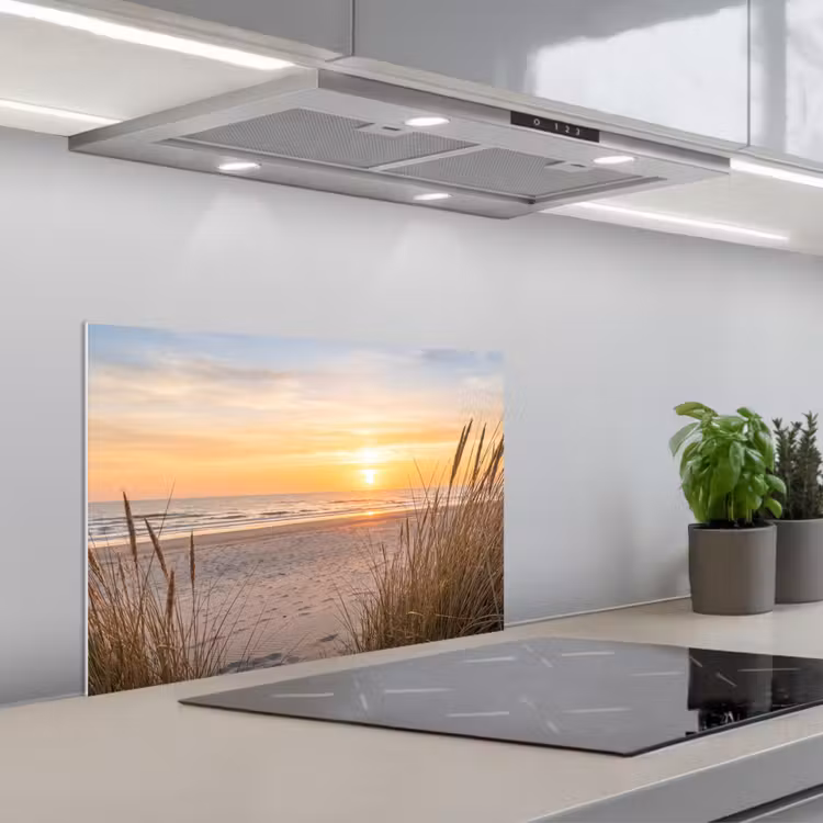Spatscherm keuken - Zonsondergang - Duinen - Zee — 1
