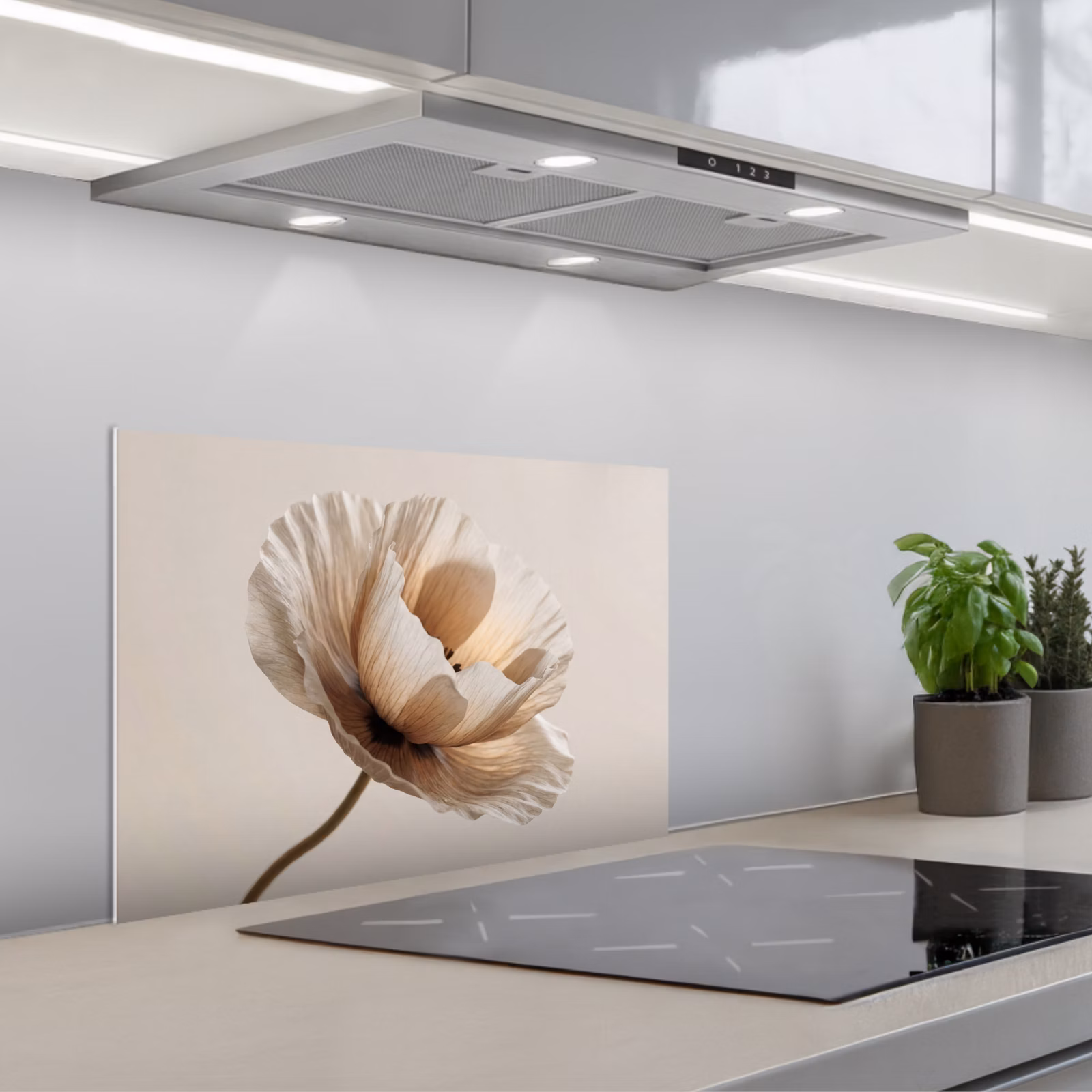 Spatscherm keuken - Bloem - Beige - Crème — 1