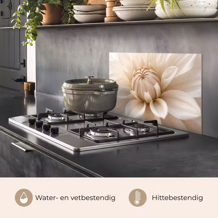 Spatscherm keuken - Bloem - Dahlia - Wit — 2