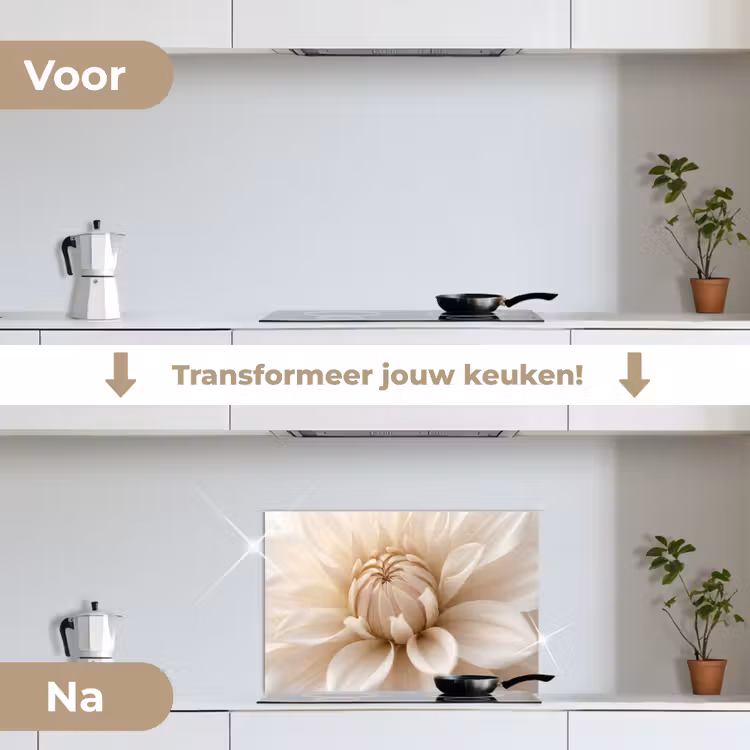 Spatscherm keuken - Bloem - Dahlia - Wit — 7