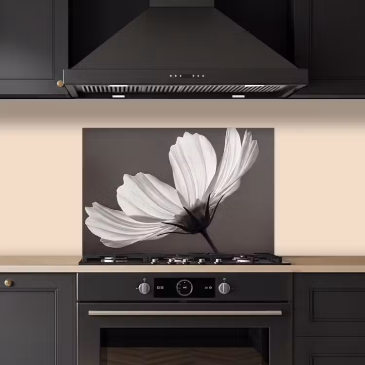 Spatscherm keuken - Bloem - Minimalistisch - Zwart - Wit — 5