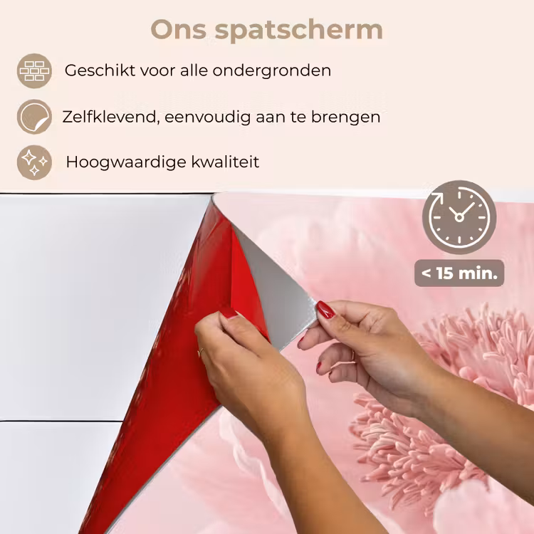 Spatscherm keuken - Bloem - Pioenroos - Roze — 4