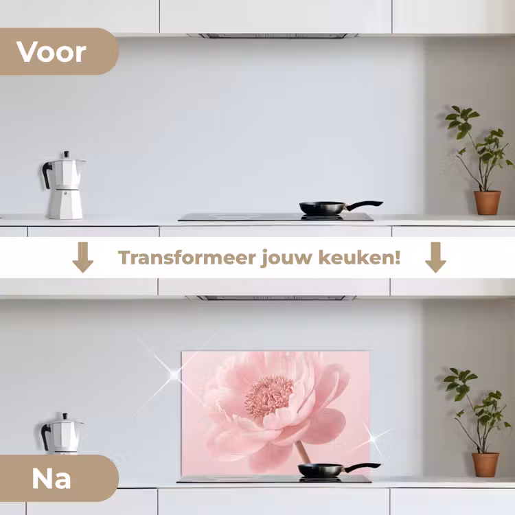 Spatscherm keuken - Bloem - Pioenroos - Roze — 7