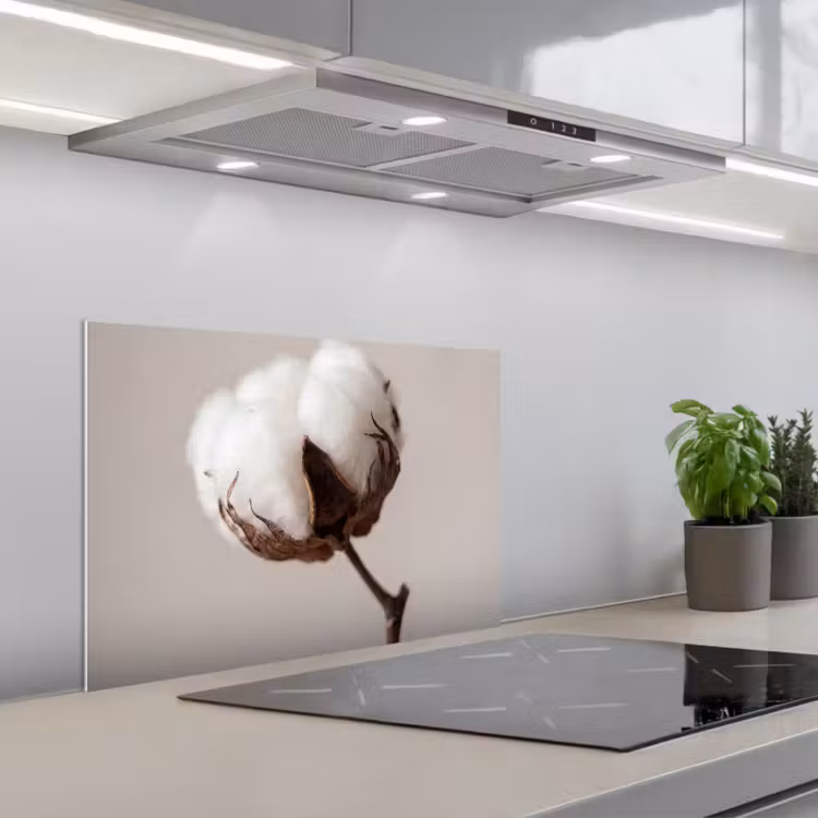 Spatscherm keuken - Katoenbol - Minimalistisch - Wit — 1