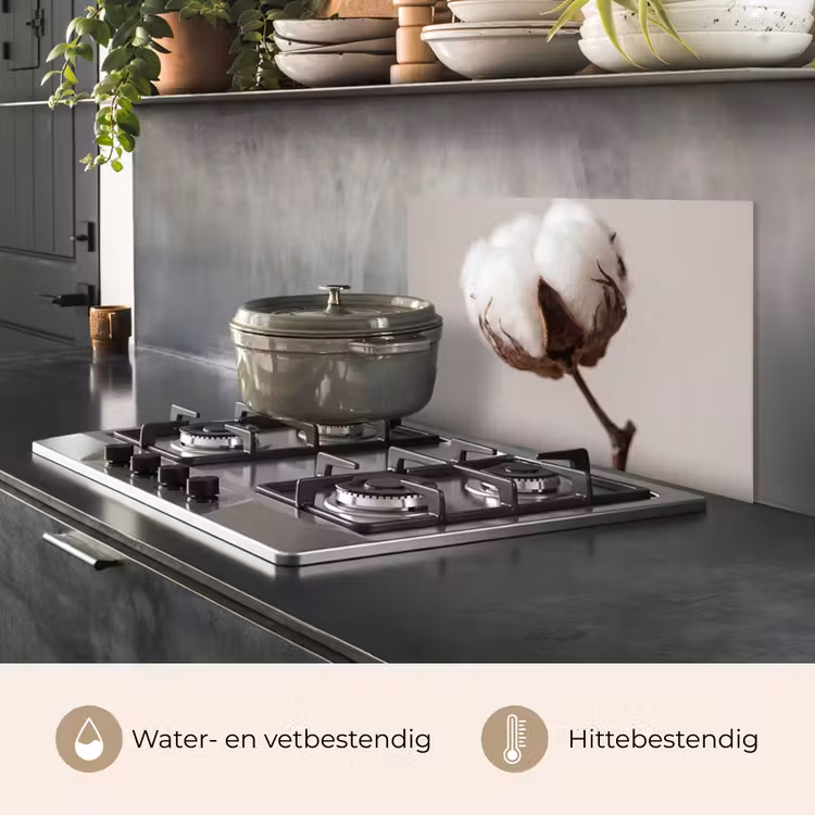 Spatscherm keuken - Katoenbol - Minimalistisch - Wit — 2