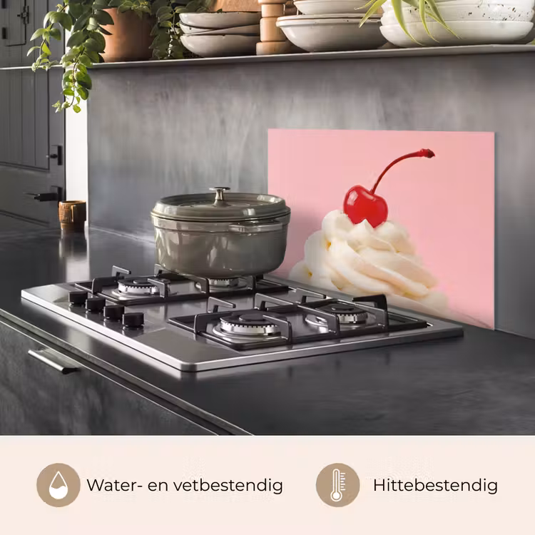 Spatscherm keuken - Kers - Slagroom - Roze — 2