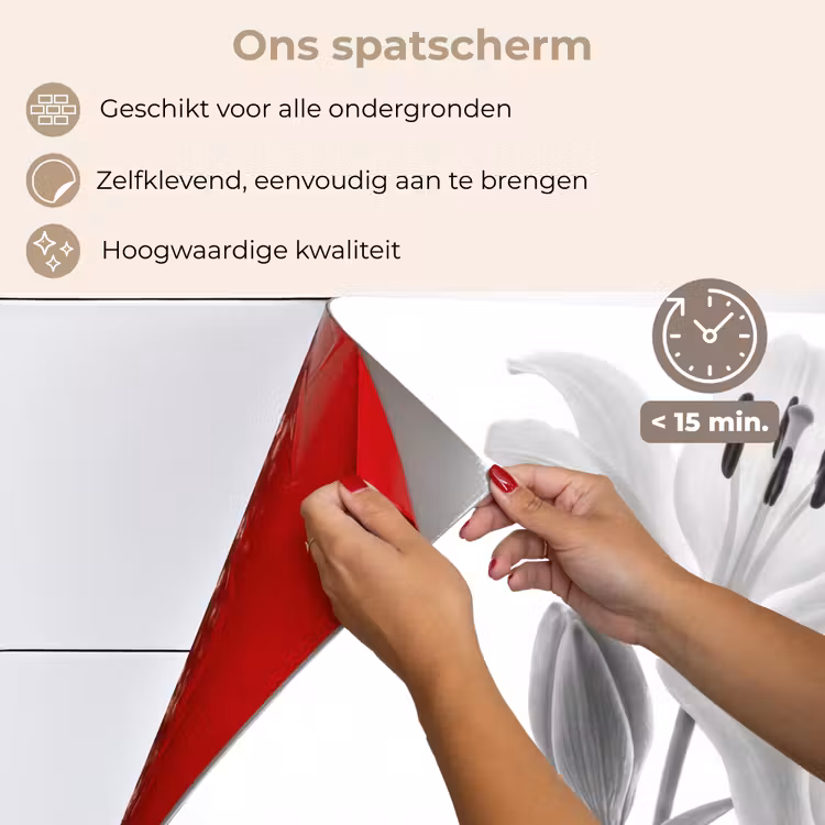 Spatscherm keuken - Lelies - Elegant - Zwart - Wit — 4