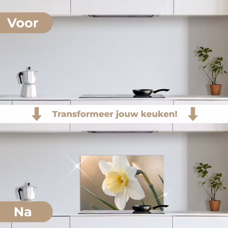 Spatscherm keuken - Narcis - Bloem - Minimalistisch — 7
