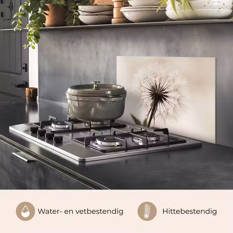 Spatscherm keuken - Paardenbloem - Minimalistisch - Wit — 2