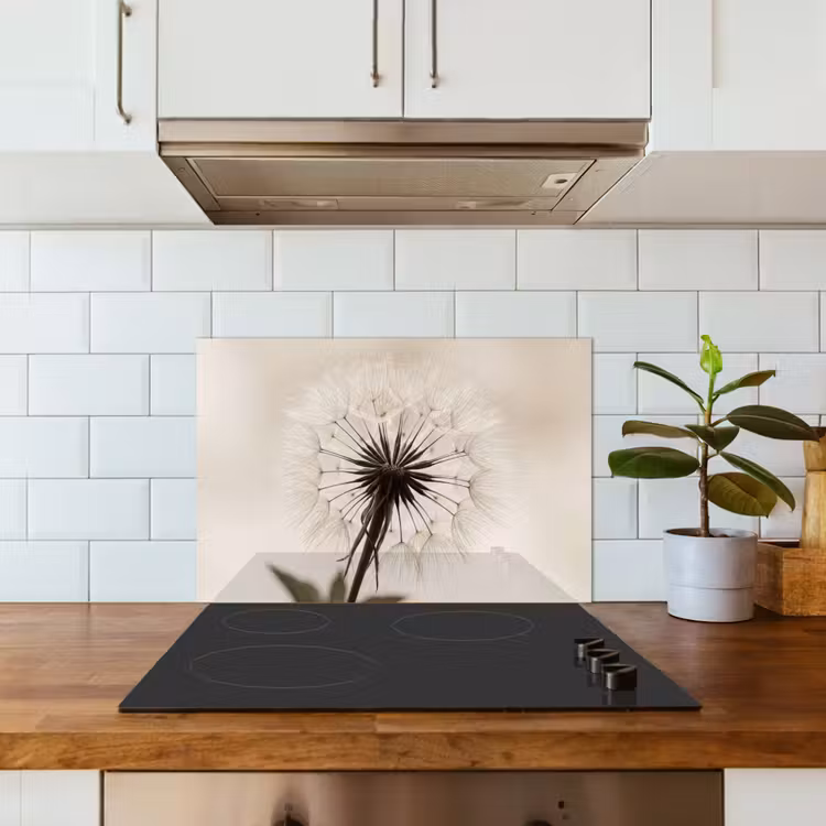 Spatscherm keuken - Paardenbloem - Minimalistisch - Wit — 3