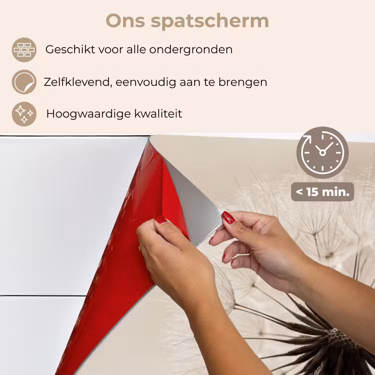 Spatscherm keuken - Paardenbloem - Minimalistisch - Wit — 4