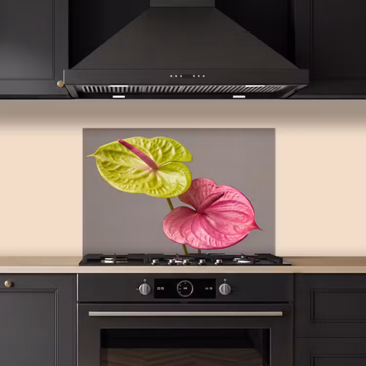 Spatscherm keuken - Planten - Anthurium - Groen - Roze — 5