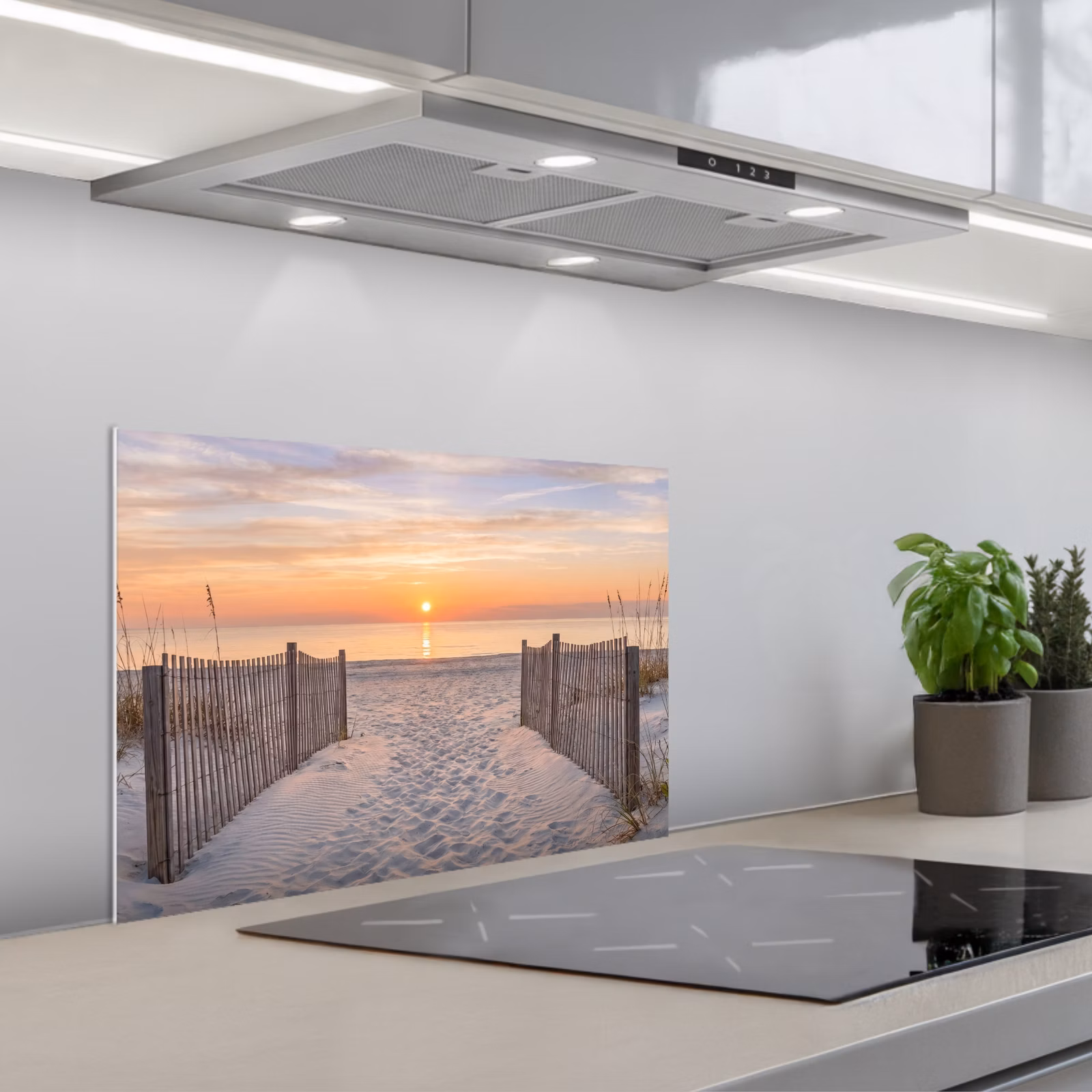 Spatscherm keuken - Zonsondergang - Strand - Zand — 1