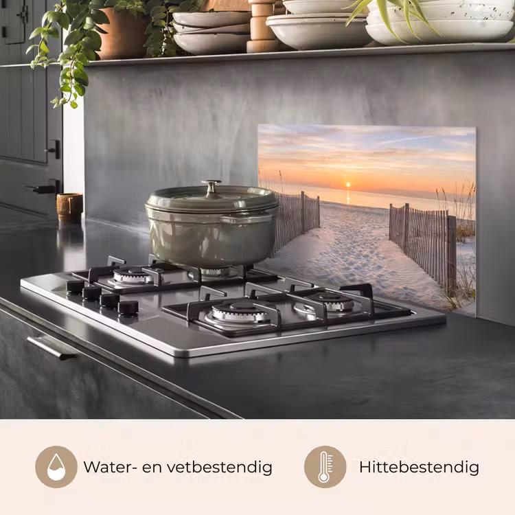Spatscherm keuken - Zonsondergang - Strand - Zand — 2
