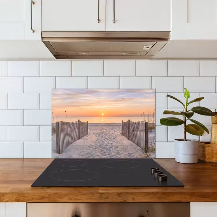 Spatscherm keuken - Zonsondergang - Strand - Zand — 3