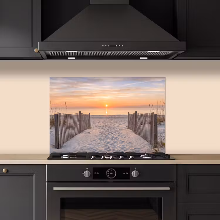 Spatscherm keuken - Zonsondergang - Strand - Zand — 5