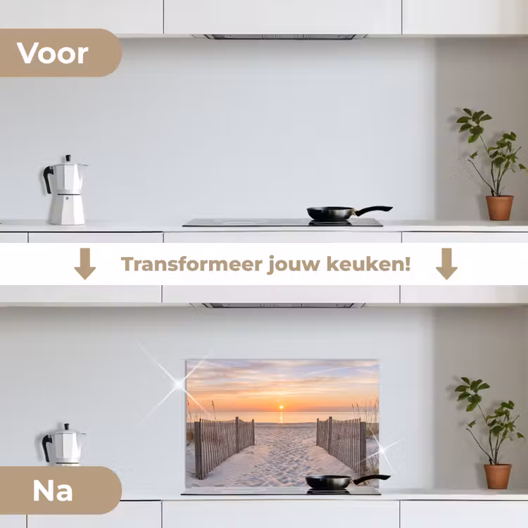 Spatscherm keuken - Zonsondergang - Strand - Zand — 7