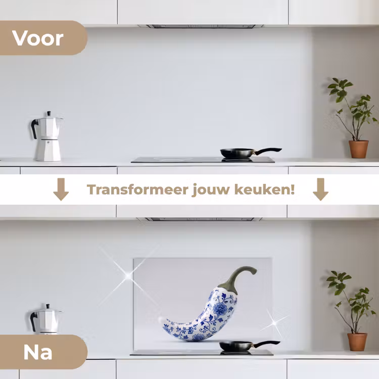 Spatscherm keuken - Chilipeper - Keramiek - Blauw — 7