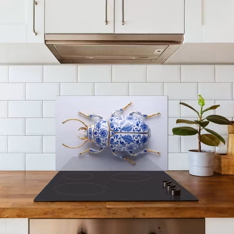 Spatscherm keuken - Kever - Delfts - Blauw - Goud — 3