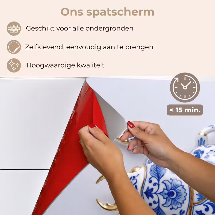 Spatscherm keuken - Kever - Delfts - Blauw - Goud — 4