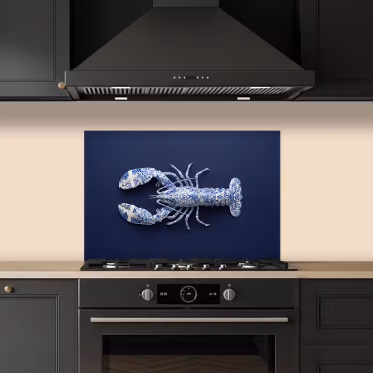 Spatscherm keuken - Kreeft - Porselein - Delfts - Blauw — 5
