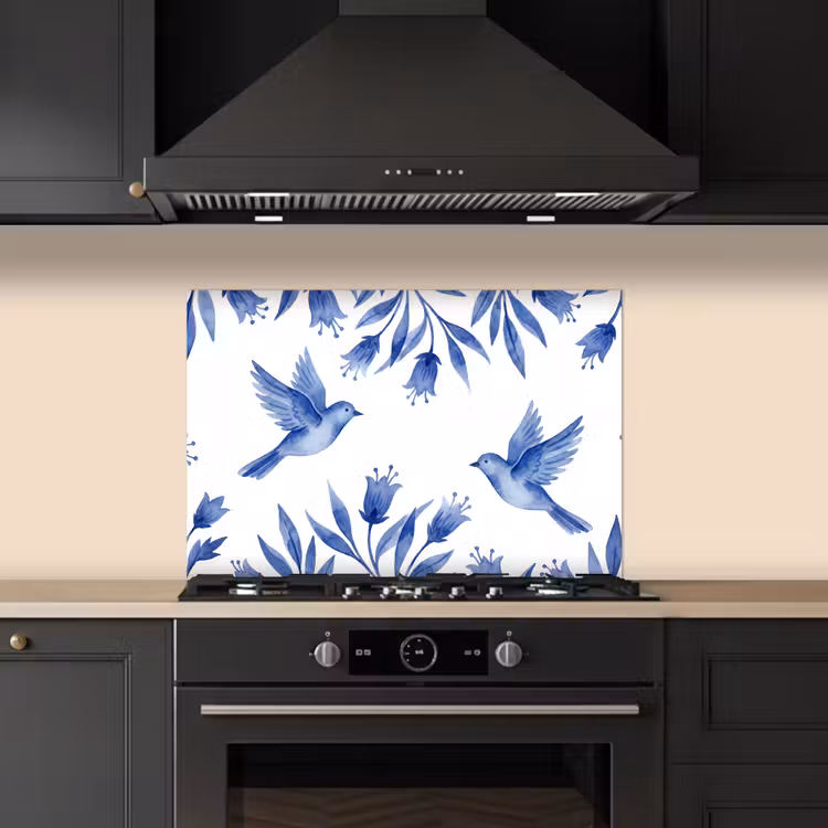 Spatscherm keuken - Modern - Vogels - Delfts - Blauw — 5