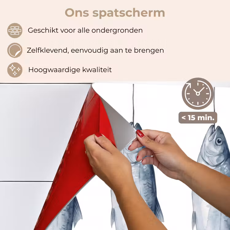 Spatscherm keuken - Vissen - Illustratie - Delfts - Blauw — 4