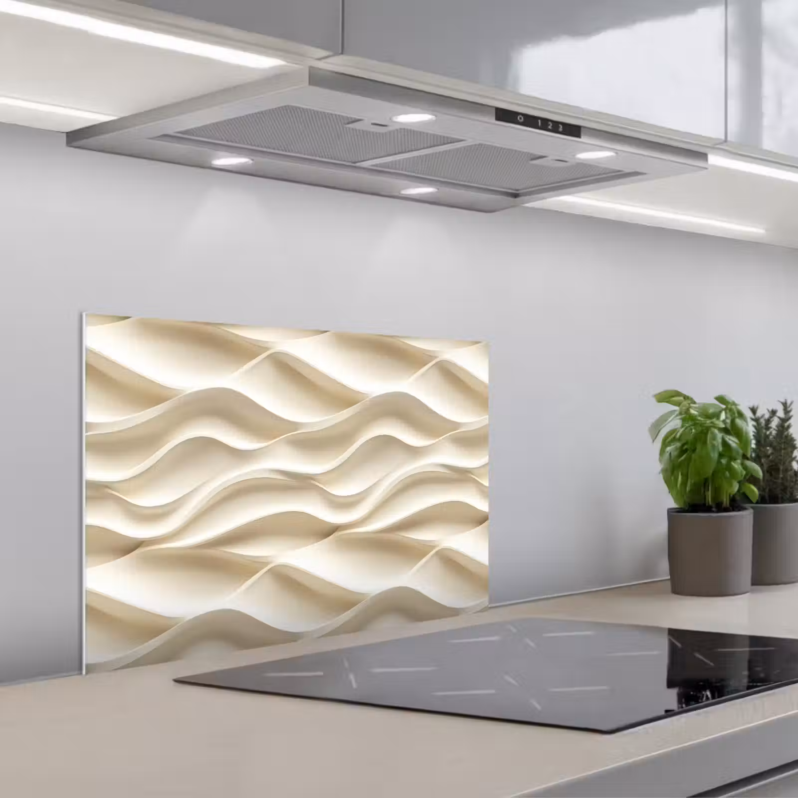 Spatscherm keuken - Lijnen - Golvend - Crème — 1