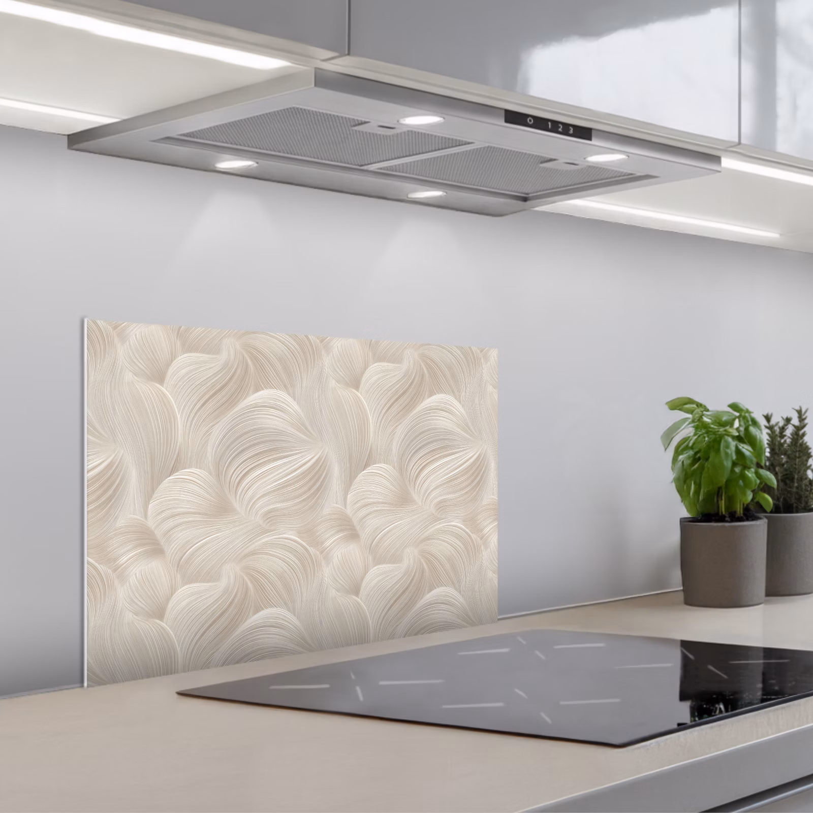 Spatscherm keuken - Lijnen - Waaier - Beige — 1