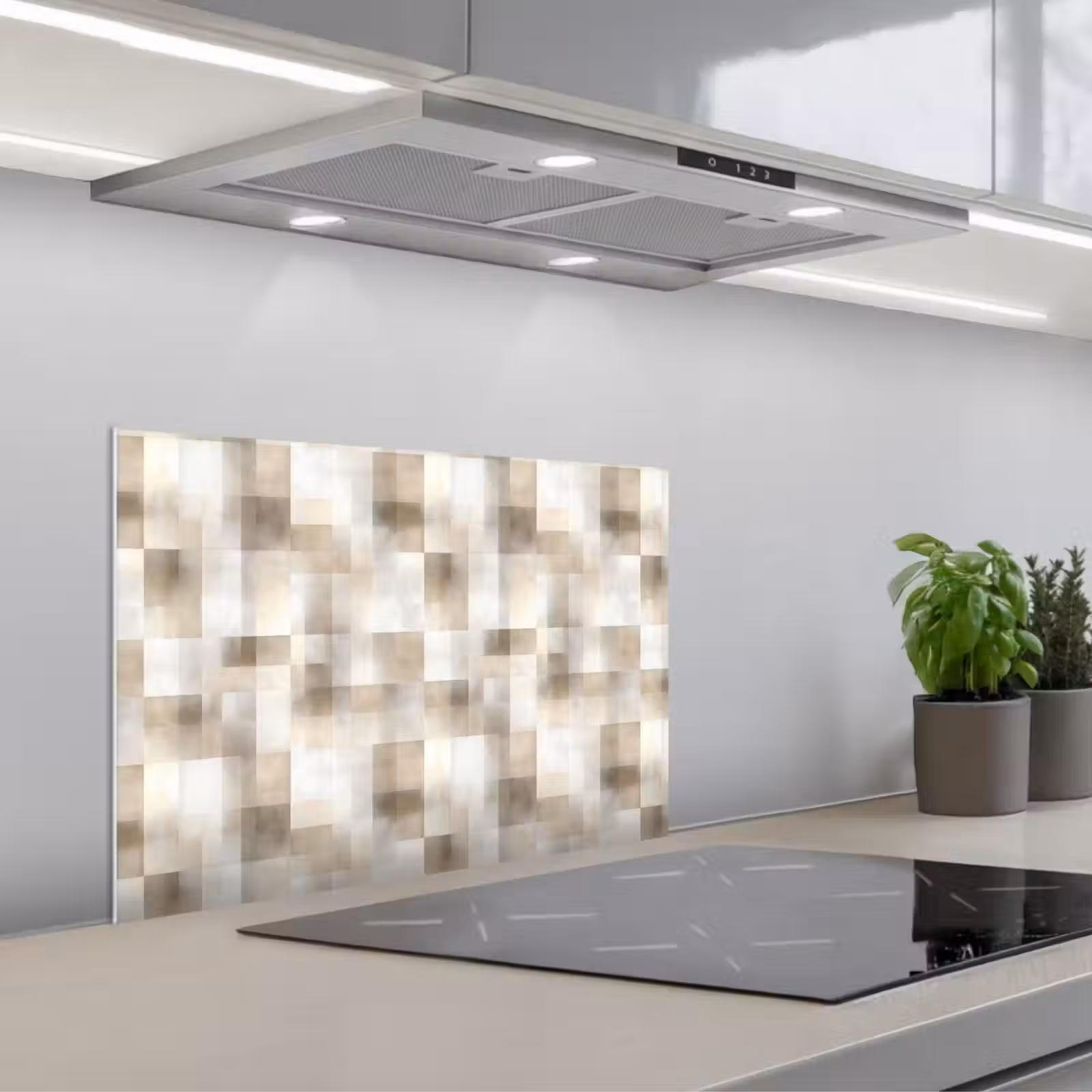 Spatscherm keuken - Textuur - Linnen - Beige — 1