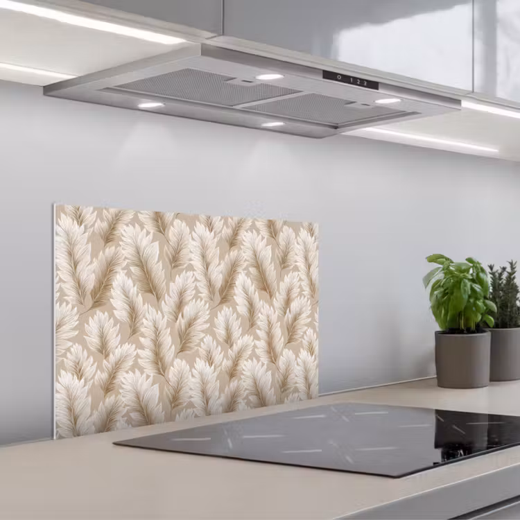 Spatscherm keuken - Botanisch - Patroon - Beige — 1