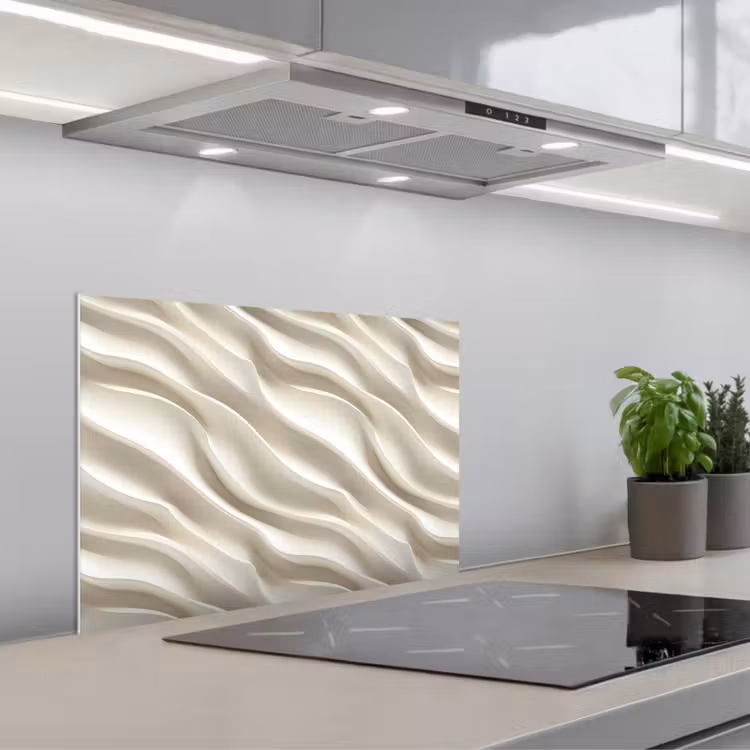 Spatscherm keuken - Diagonaal - Golven - Crème — 1
