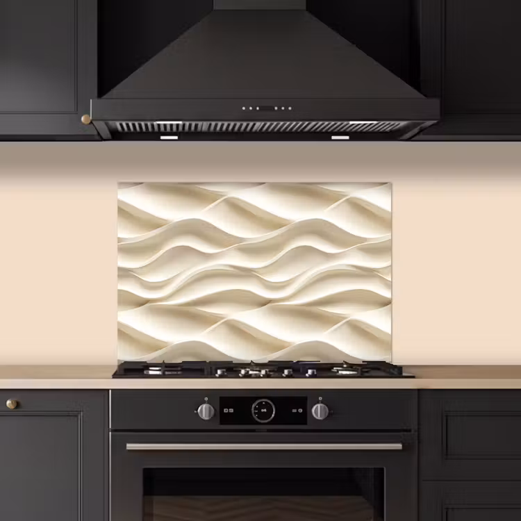 Spatscherm keuken - Lijnen - Golvend - Crème — 5