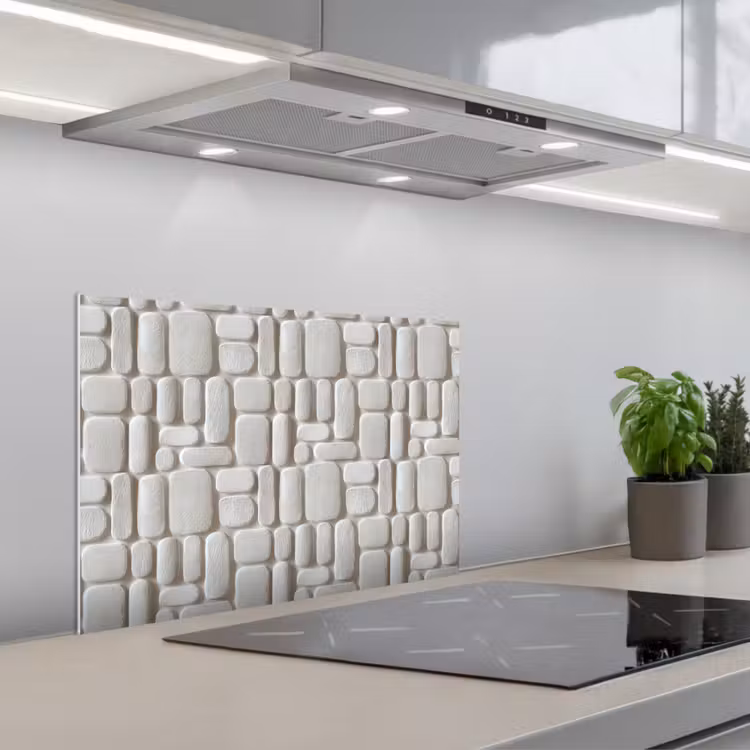 Spatscherm keuken - Reliëf - Structuur - Wit — 1