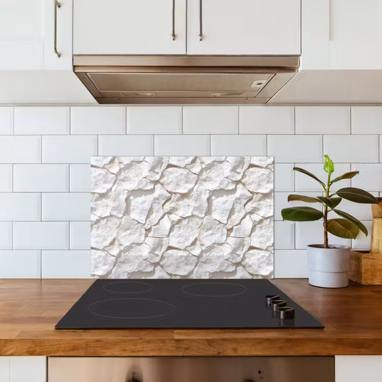 Spatscherm keuken - Structuur - Rots - Wit — 3