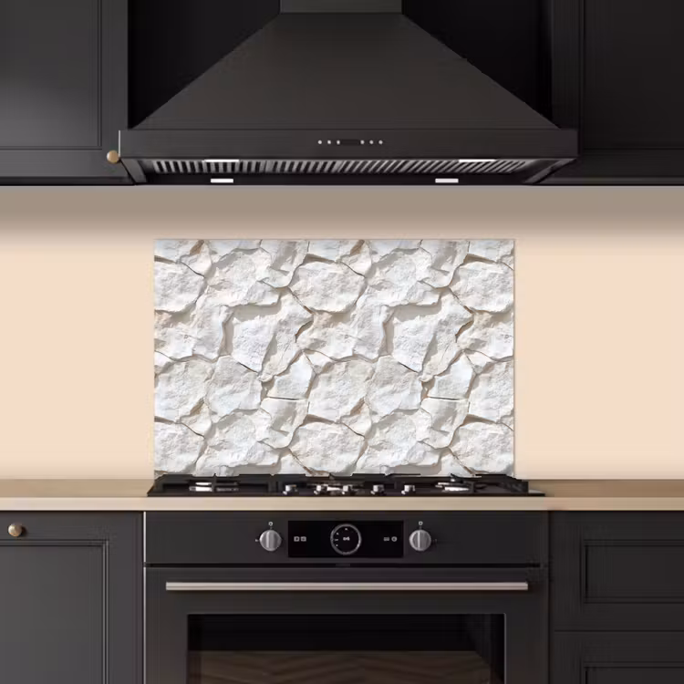 Spatscherm keuken - Structuur - Rots - Wit — 5