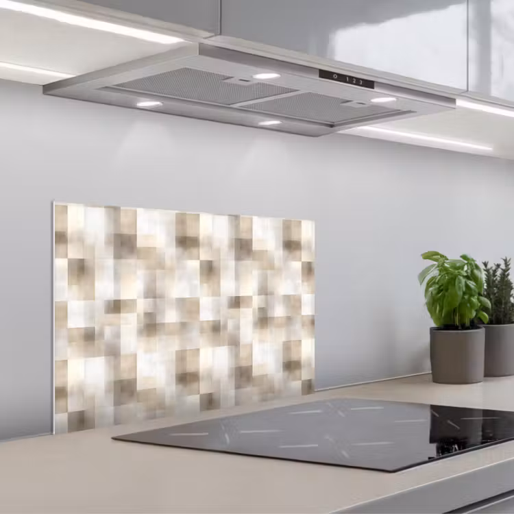 Spatscherm keuken - Textuur - Linnen - Beige — 1