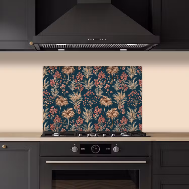 Spatscherm keuken - Botanisch - Patroon - Blauw — 5