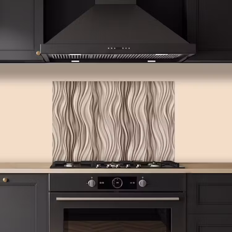 Spatscherm keuken - Golven - 3D - Crème — 5