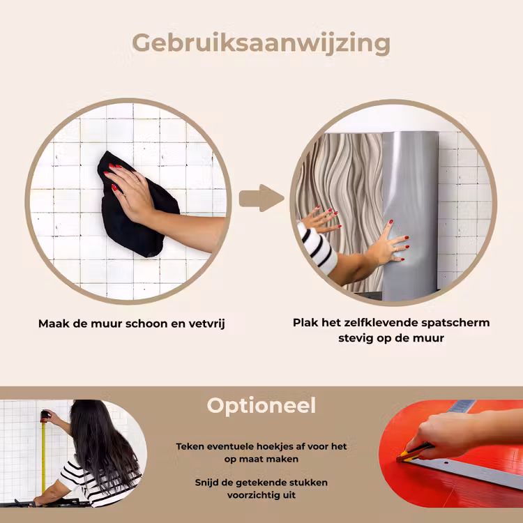 Spatscherm keuken - Golven - 3D - Crème — 6