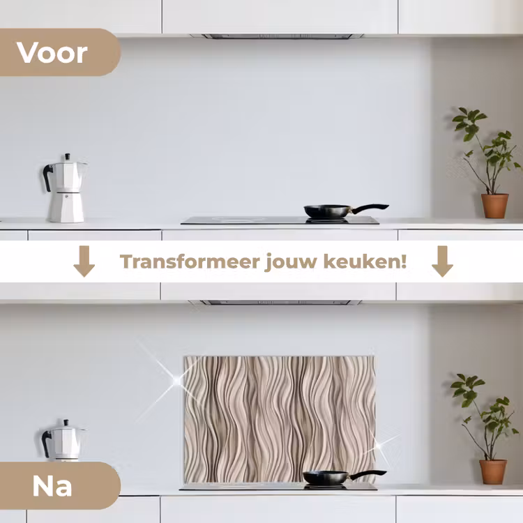 Spatscherm keuken - Golven - 3D - Crème — 7