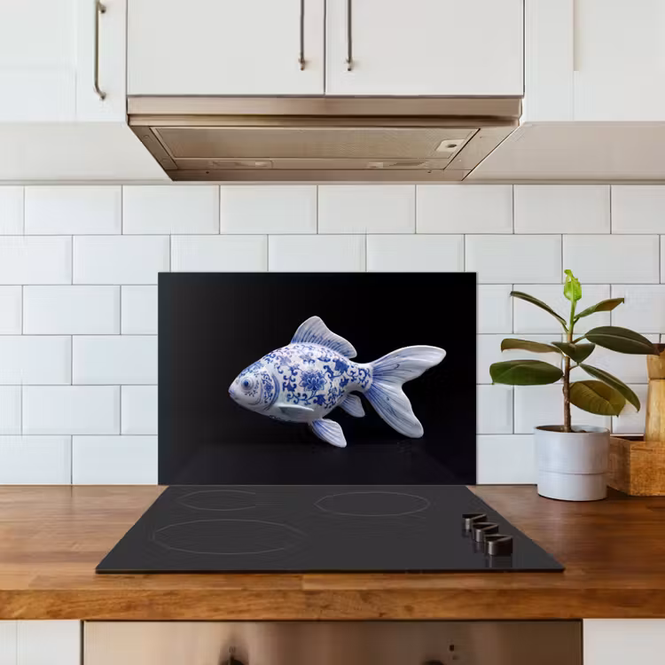 Spatscherm keuken - Porselein - Goudvis - Delfts - Blauw — 3